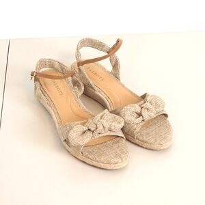 Talbots Espadrille Sandals Pamela Knot Linen Women's Sz10.5 Tan Strappy Bow Tie